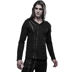 de garantie authentique PUNK RAVE Polo Manches Longues ‘Dark Devil’ Noir 19