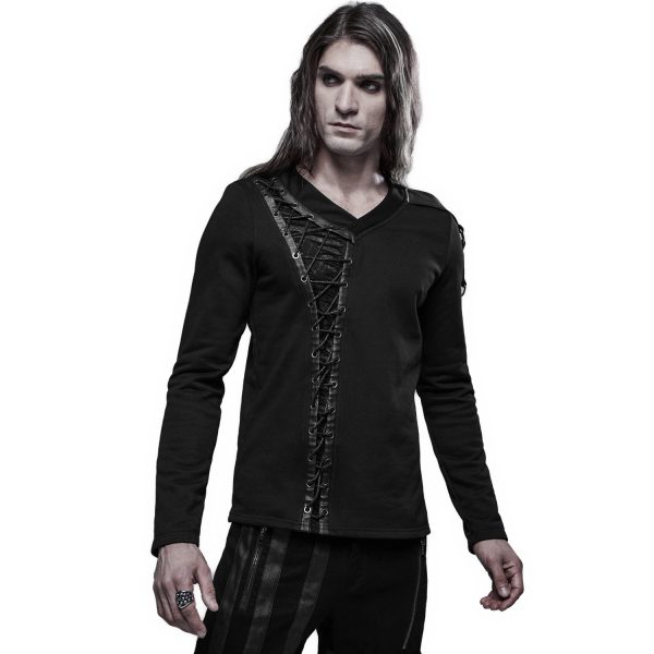 de garantie authentique PUNK RAVE Polo Manches Longues ‘Dark Devil’ Noir 3