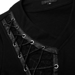 de garantie authentique PUNK RAVE Polo Manches Longues ‘Dark Devil’ Noir 41