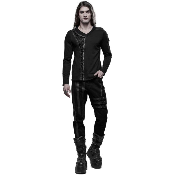 de garantie authentique PUNK RAVE Polo Manches Longues ‘Dark Devil’ Noir 6