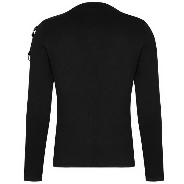 de garantie authentique PUNK RAVE Polo Manches Longues ‘Dark Devil’ Noir 11