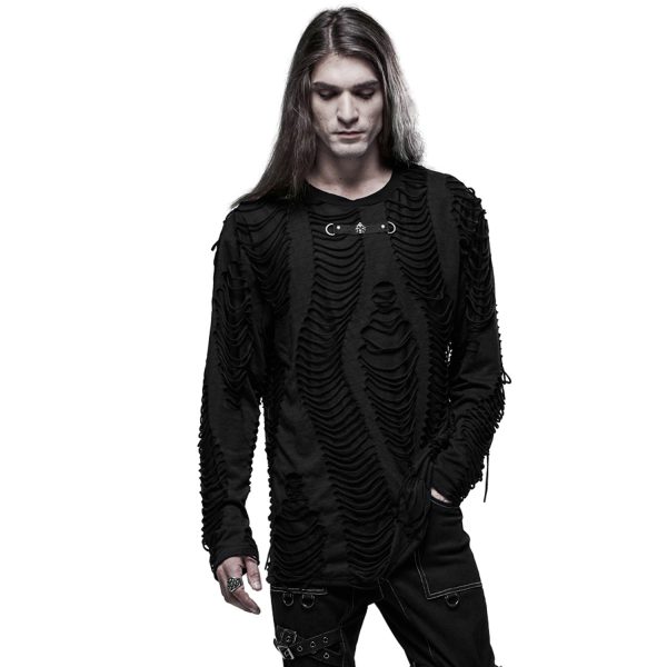 PUNK RAVE Polo Manches Longues ‘Goth Broken’ Noir shopping pas cher 3