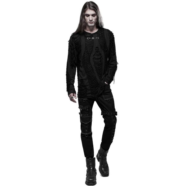 PUNK RAVE Polo Manches Longues ‘Goth Broken’ Noir shopping pas cher 12