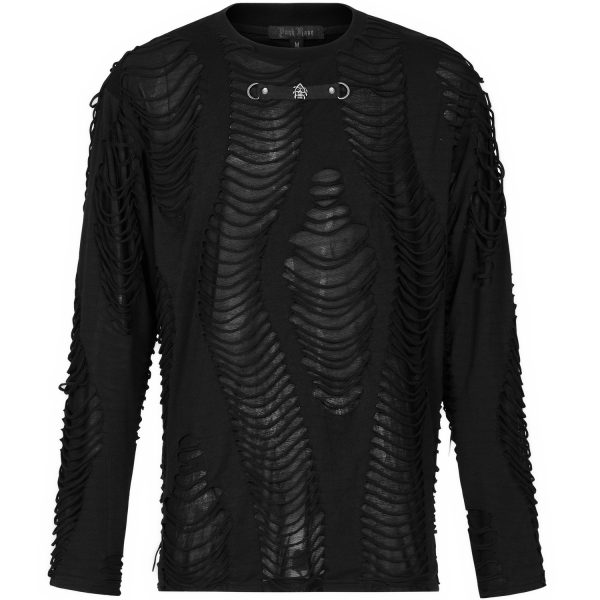 PUNK RAVE Polo Manches Longues ‘Goth Broken’ Noir shopping pas cher 15