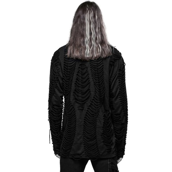 PUNK RAVE Polo Manches Longues ‘Goth Broken’ Noir shopping pas cher 4