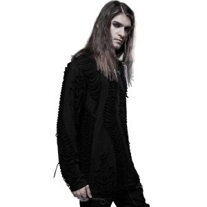 PUNK RAVE Polo Manches Longues ‘Goth Broken’ Noir shopping pas cher 27