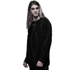 PUNK RAVE Polo Manches Longues ‘Goth Broken’ Noir shopping pas cher 29