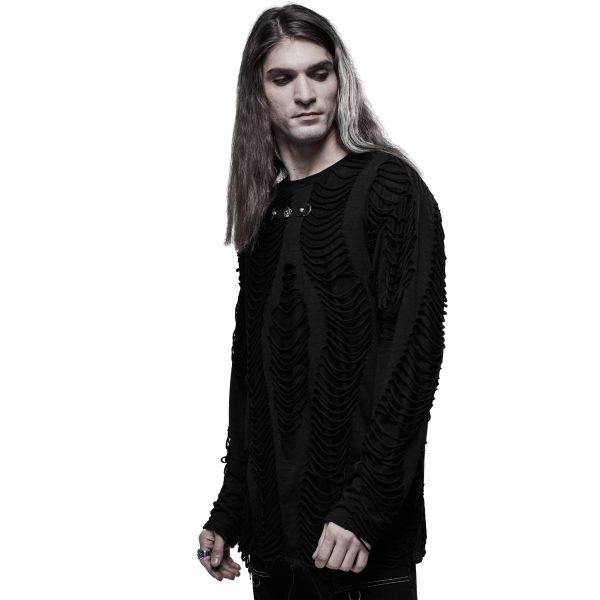 PUNK RAVE Polo Manches Longues ‘Goth Broken’ Noir shopping pas cher 6