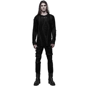 PUNK RAVE Polo Manches Longues ‘Goth Broken’ Noir shopping pas cher 35