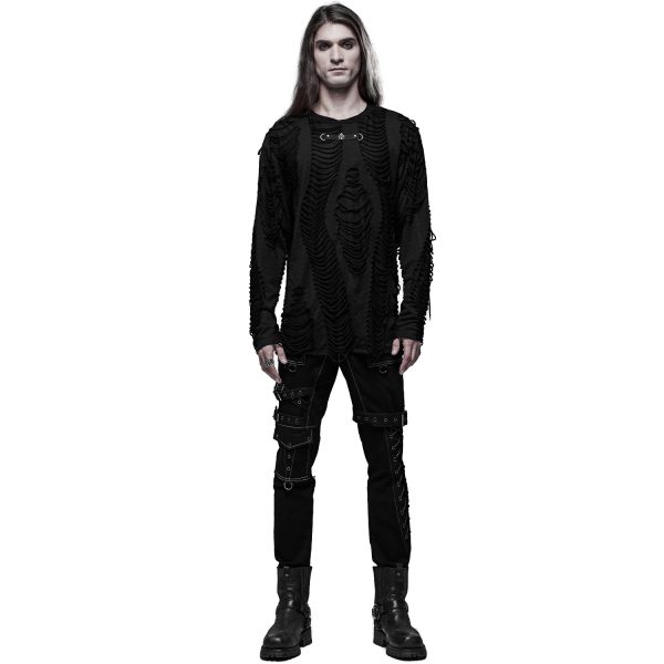 PUNK RAVE Polo Manches Longues ‘Goth Broken’ Noir shopping pas cher 9