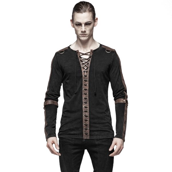 PUNK RAVE Polo Manches Longues ‘Nautilus’ Noir Et Marron magasin pour 3