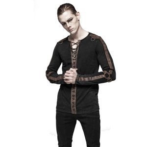 PUNK RAVE Polo Manches Longues ‘Nautilus’ Noir Et Marron magasin pour 24