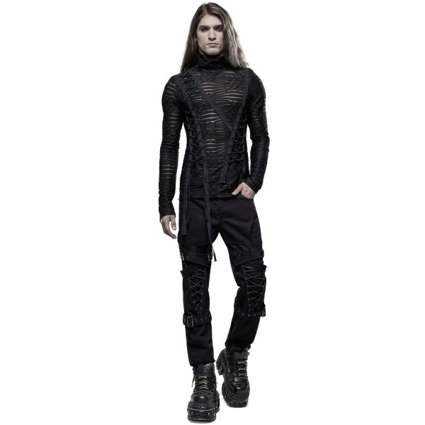 mode pas chere PUNK RAVE Polo Manches Longues ‘The Dark Tower’ Noir 7