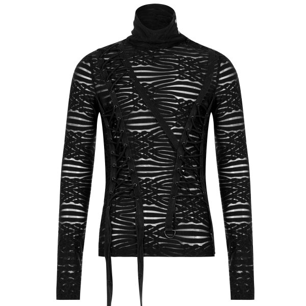 mode pas chere PUNK RAVE Polo Manches Longues ‘The Dark Tower’ Noir 1