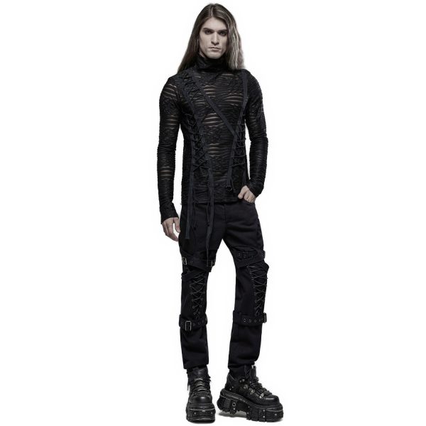 mode pas chere PUNK RAVE Polo Manches Longues ‘The Dark Tower’ Noir 9