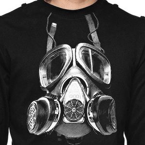 marque pas cher QUEEN OF DARKNESS Polo ‘Printed Gas Mask’ Noir 10