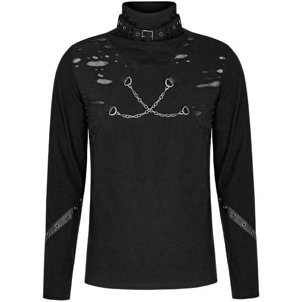 acheter en ligne PUNK RAVE Polo ‘Thanatos’ Noir 1