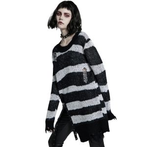 PUNK RAVE Pull ‘Dark Doll’ à Rayures Noires Et Blanches online boutique 42