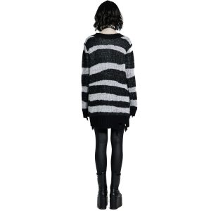 PUNK RAVE Pull ‘Dark Doll’ à Rayures Noires Et Blanches online boutique 26