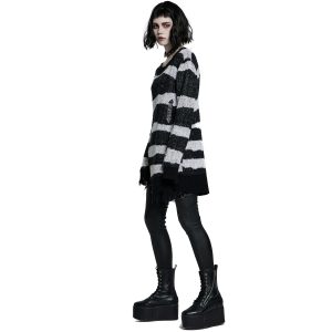 PUNK RAVE Pull ‘Dark Doll’ à Rayures Noires Et Blanches online boutique 34