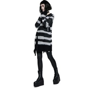 PUNK RAVE Pull ‘Dark Doll’ à Rayures Noires Et Blanches online boutique 38