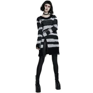 PUNK RAVE Pull ‘Dark Doll’ à Rayures Noires Et Blanches online boutique 40