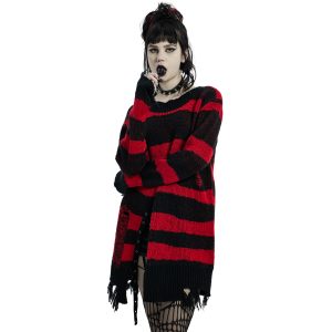 PUNK RAVE Pull ‘Dark Doll’ à Rayures Rouges Et Noires outlet 42