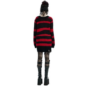 PUNK RAVE Pull ‘Dark Doll’ à Rayures Rouges Et Noires outlet 26