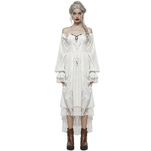 acheter en ligne PUNK RAVE Robe ‘Duchess’ Blanche 6