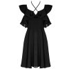 PUNK RAVE Robe Gothique ‘Night Peony’ Noire boutique pas cher 35