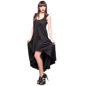 Neuve avec étiquette QUEEN OF DARKNESS Robe Longue Noire Avec Dentelle Au Dos 10