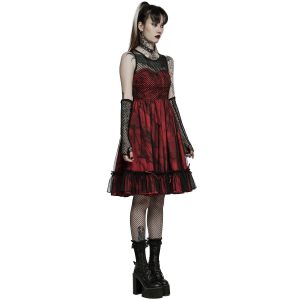 Nouvelle tendance PUNK RAVE Robe ‘Maelle’ Rouge Et Noire 20