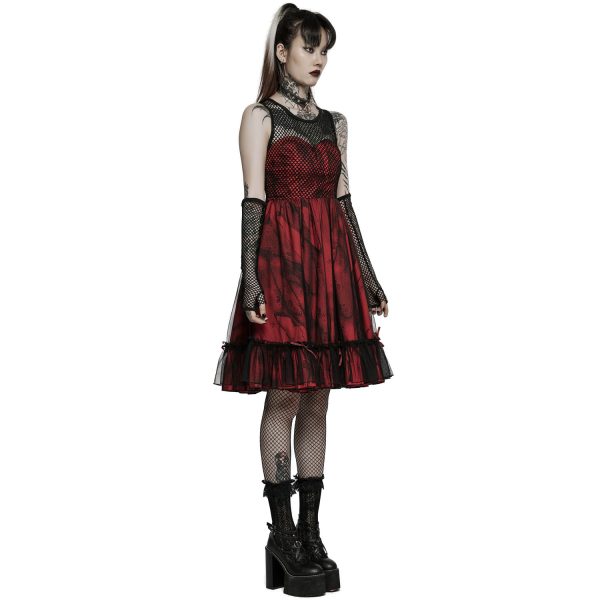 Nouvelle tendance PUNK RAVE Robe ‘Maelle’ Rouge Et Noire 5