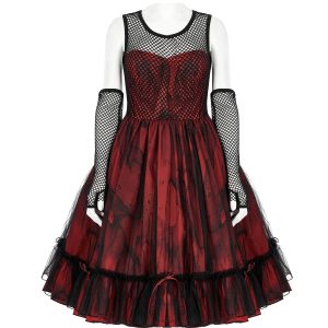 Nouvelle tendance PUNK RAVE Robe ‘Maelle’ Rouge Et Noire 24