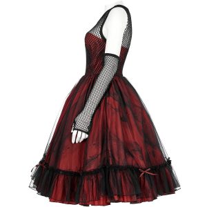 Nouvelle tendance PUNK RAVE Robe ‘Maelle’ Rouge Et Noire 28