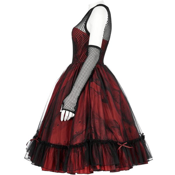 Nouvelle tendance PUNK RAVE Robe ‘Maelle’ Rouge Et Noire 9