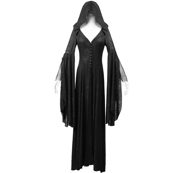 livraison la plus rapide PUNK RAVE Robe-Manteau à Capuche ‘Theatre Of Tragedy’ Noire 1