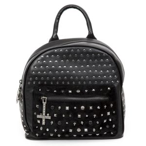 NEW ROCK Sac à Dos ‘Pentagram’ En Cuir Et Velours Noirs soldes luxe 8