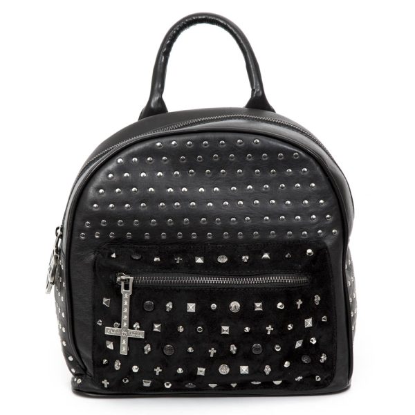 NEW ROCK Sac à Dos ‘Pentagram’ En Cuir Et Velours Noirs soldes luxe 3