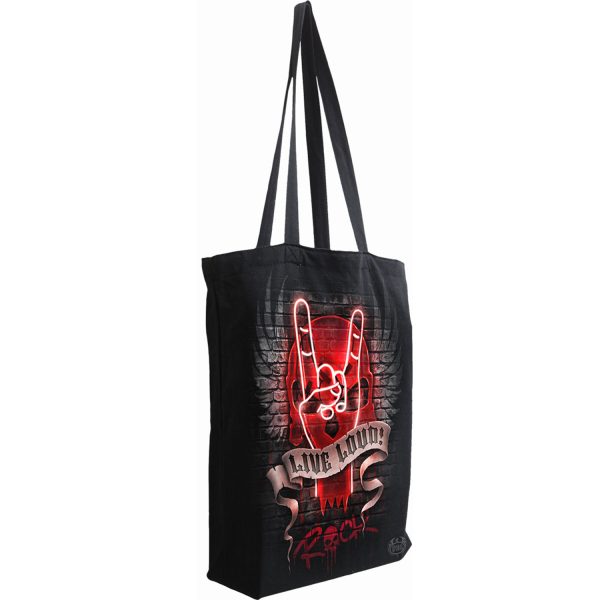 SOLDES TOUT À Spiral Direct Sac Fourre-Tout ‘Live Loud’ En Coton Noir 5