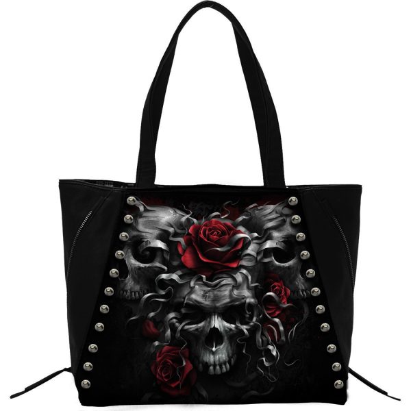 Spiral Direct Sac Fourre-Tout ‘Skulls N’ Roses’ En Simili Cuir Noir achat pas cher 1