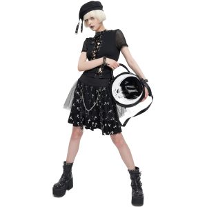 DEVIL FASHION Sac Rond ‘Skull Moon’ Noir Et Blanc bas prix 26