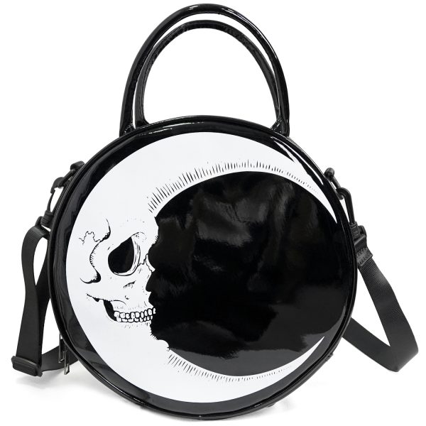 DEVIL FASHION Sac Rond ‘Skull Moon’ Noir Et Blanc bas prix 1