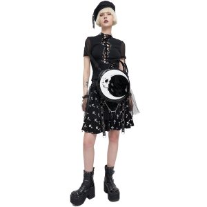 DEVIL FASHION Sac Rond ‘Skull Moon’ Noir Et Blanc bas prix 34