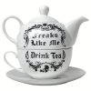 ALCHEMY GOTHIC Service à Thé ‘Freaks Like Me Drink Tea’ guranteed de qualité 10