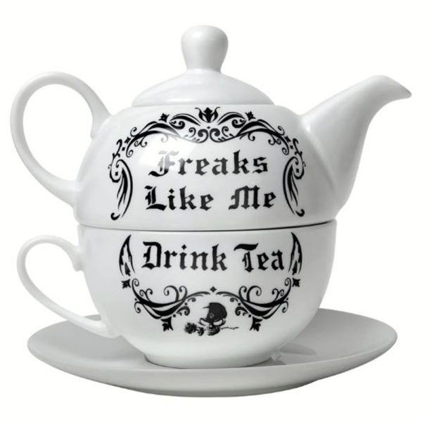 ALCHEMY GOTHIC Service à Thé ‘Freaks Like Me Drink Tea’ guranteed de qualité 1