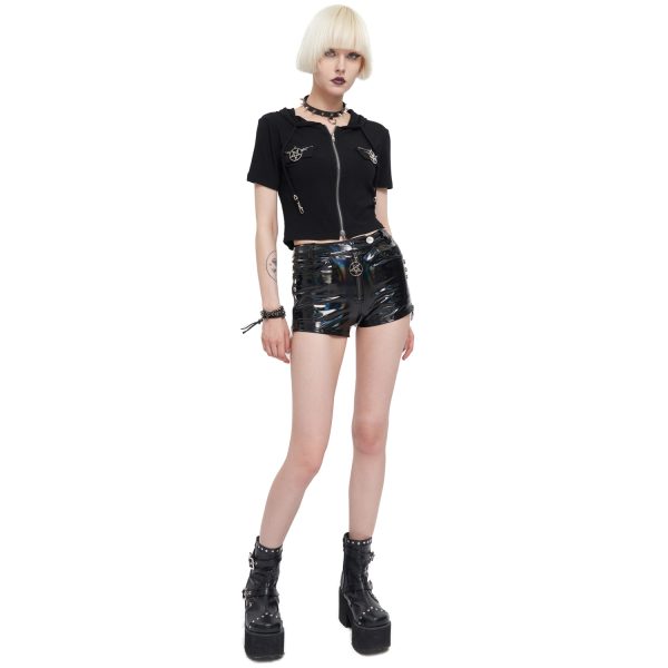 prix pas cher DEVIL FASHION Short ‘Cyber Laser’ En Vinyl Noir 6