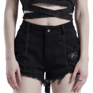 en ligne PUNK RAVE Short Gothique ‘Cassiopee’ Noir 52