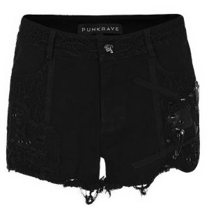 en ligne PUNK RAVE Short Gothique ‘Cassiopee’ Noir 58