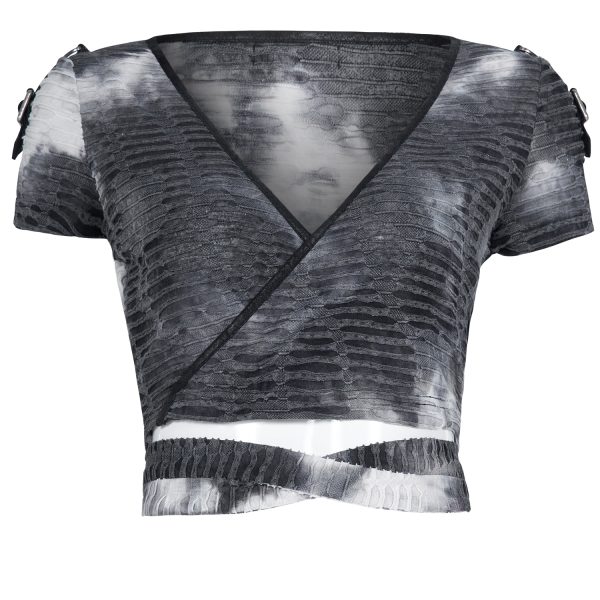 à prix réduits PUNK RAVE T-Shirt à Manches Courtes ‘Punk Bandage’ Gris 1